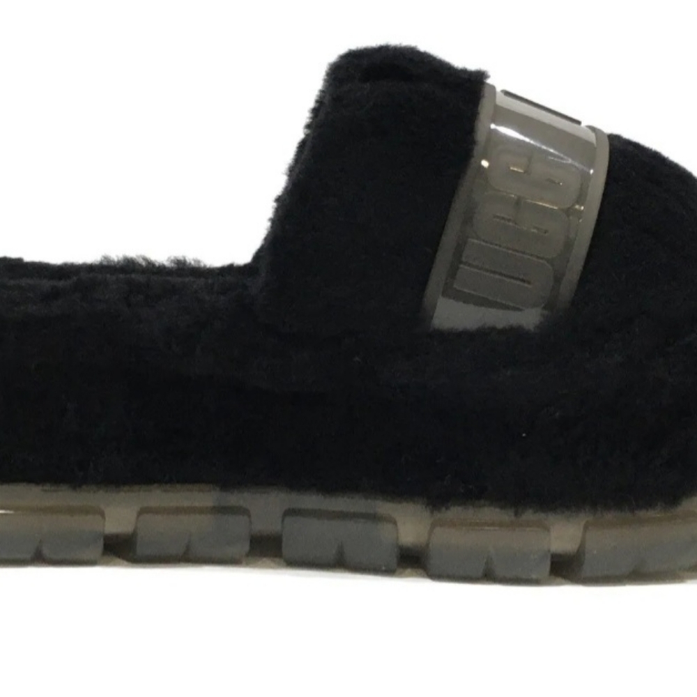 Ugg Fluff Black Clear Platform Slides - image 4